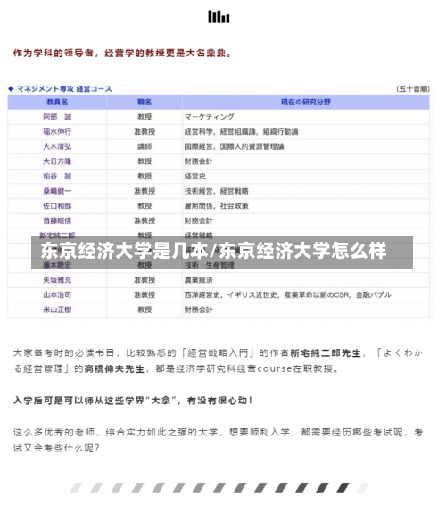 东京经济大学是几本/东京经济大学怎么样-第3张图片