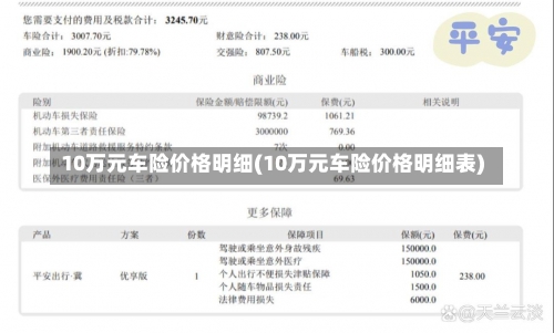 10万元车险价格明细(10万元车险价格明细表)-第2张图片