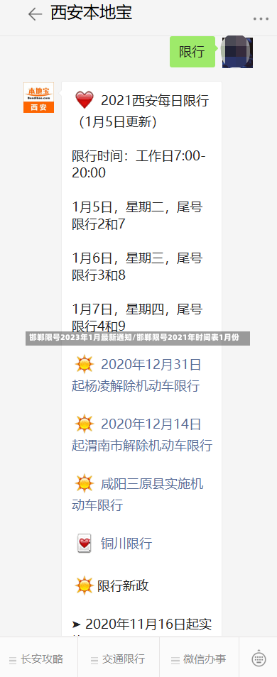 邯郸限号2023年1月最新通知/邯郸限号2021年时间表1月份-第2张图片