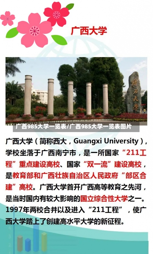 广西985大学一览表/广西985大学一览表图片-第1张图片