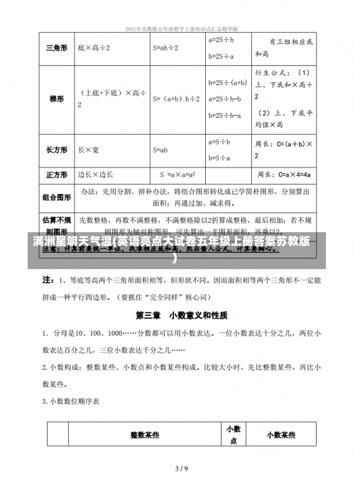 满洲星明天气温(英语亮点大试卷五年级上册答案苏教版)-第2张图片