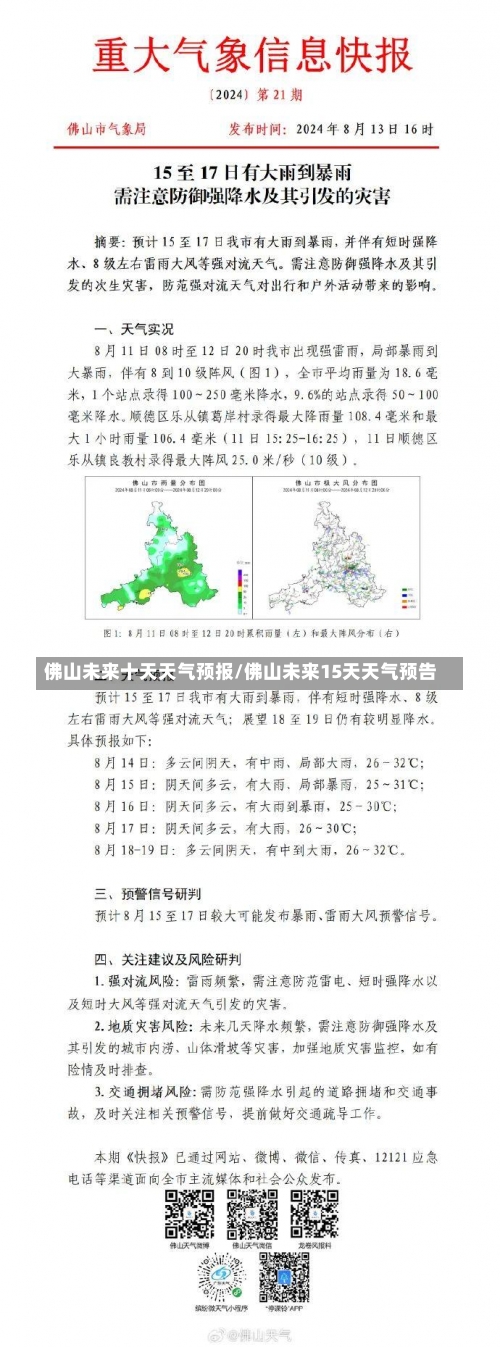 佛山未来十天天气预报/佛山未来15天天气预告