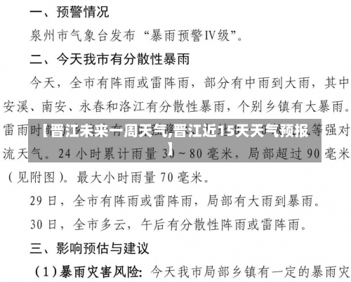 【晋江未来一周天气,晋江近15天天气预报】-第2张图片