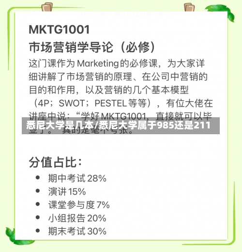 悉尼大学是几本/悉尼大学属于985还是211